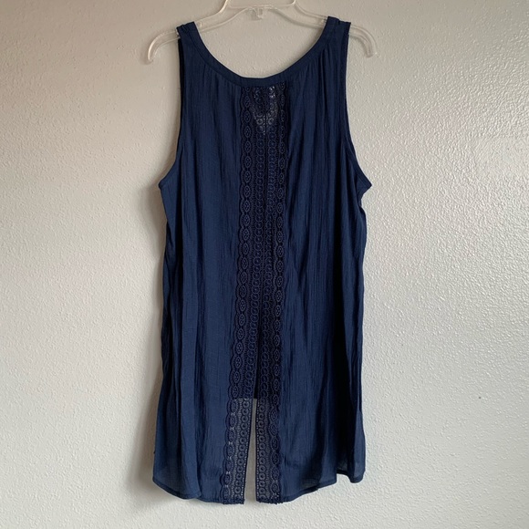 By & By navy sheer tank with lace. - Picture 3 of 5
